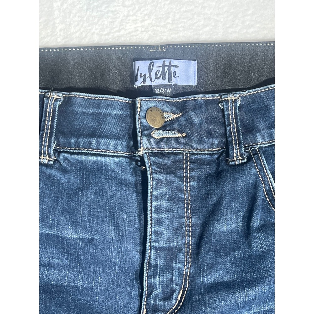 Vylette Womens Dark Wash Skinny Jeans Blue Stretch Denim Size 13/31W